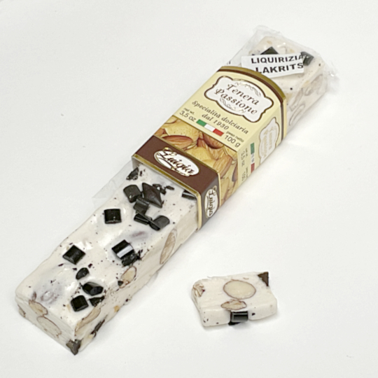 Delicious nougat with almonds and liquorice, italian
